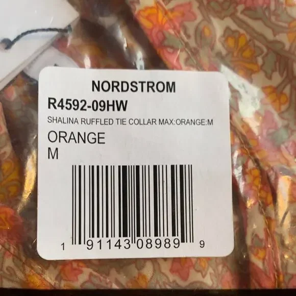 NWT Raga Shalina Ruffle Tie Collar Dress Size Medium Orange Coral